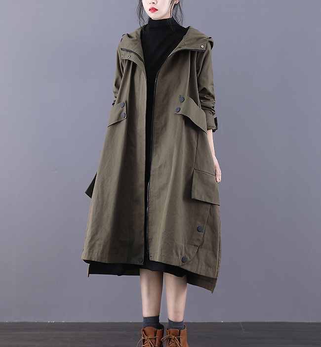 Large Pockets Autumn A-line Long Women Casual  Parka Plus Size Coat Jacket JT200945 VPPBUY shop