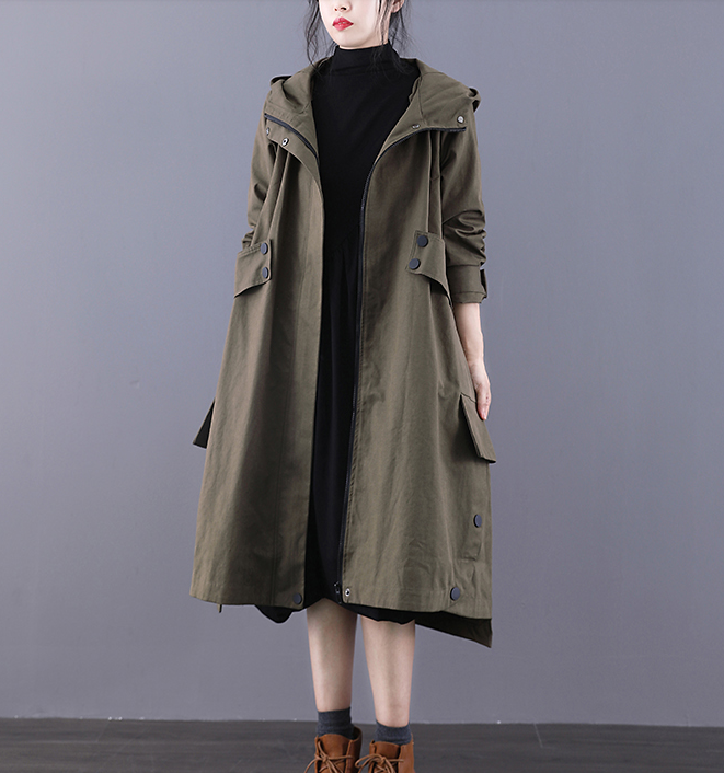 Large Pockets Autumn A-line Long Women Casual  Parka Plus Size Coat Jacket JT200945 VPPBUY shop