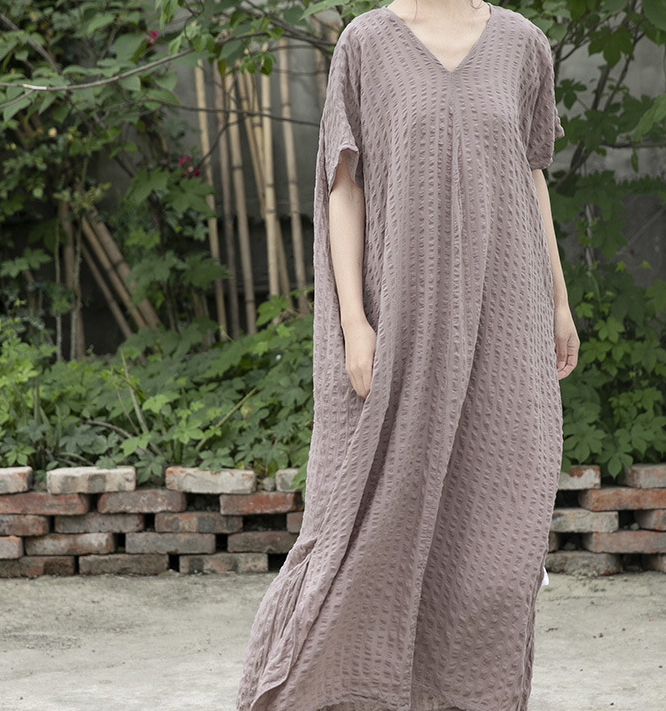 V Neck Linen Cotton Women Dresses Casual Summer Loose Women Dresses SSM97215 VPPBUY shop