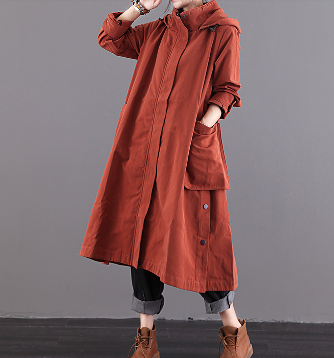 Red Hooded A-line Long Women Casual  Parka Plus Size Fall Coat Jacket JT200945 VPPBUY shop