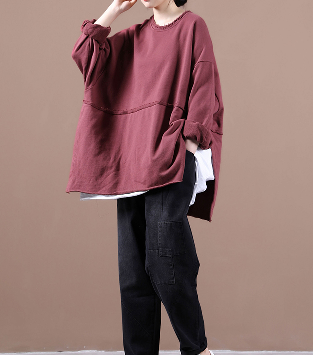 Fall Women Cotton Tops Women Side Slit Blouse Overall Loose Style H9506 VPPBUY shop