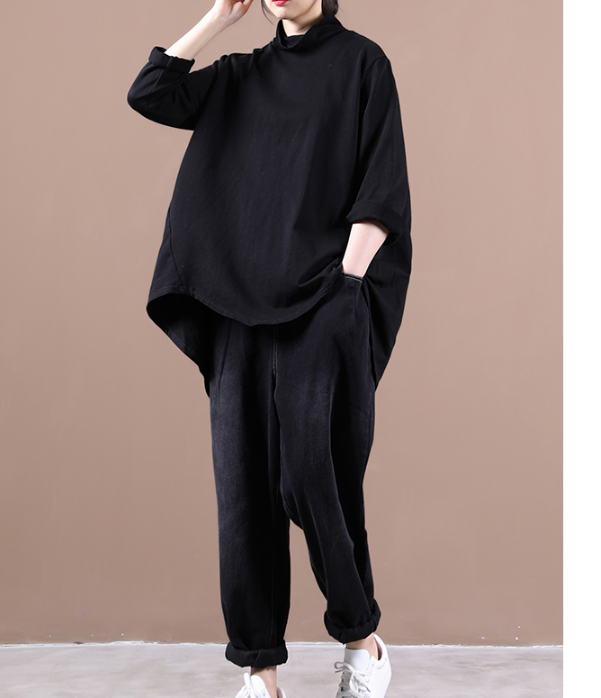 Black Loose Fall Women Cotton Tops Women Blouse Overall H9506 VPPBUY shop