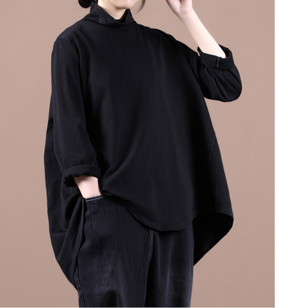 Black Loose Fall Women Cotton Tops Women Blouse Overall H9506 VPPBUY shop