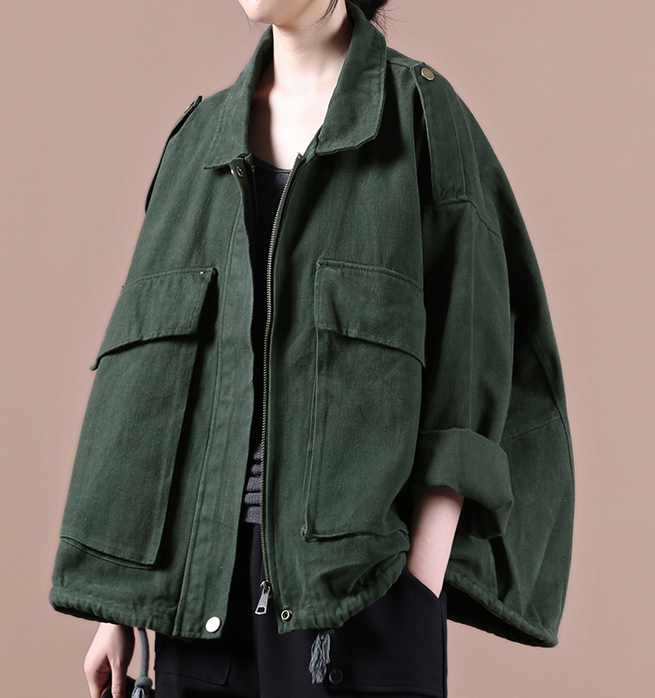 Green A-line Short Women Casual Parka Plus Size Fall Coat Jacket JT200945 VPPBUY shop