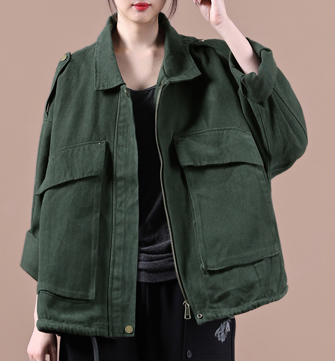 Green A-line Short Women Casual Parka Plus Size Fall Coat Jacket JT200945 VPPBUY shop