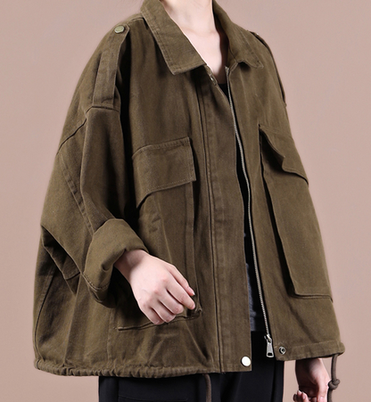 Army Green A-line Short Women Casual Parka Plus Size Fall Coat Jacket JT200945 VPPBUY shop