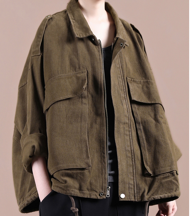 Army Green A-line Short Women Casual Parka Plus Size Fall Coat Jacket JT200945 VPPBUY shop