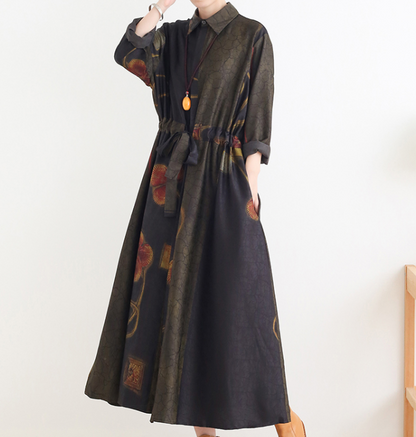 Print  Loose Fall Women Coat Long Sleeve Women Waist Trench Coat S90921 VPPBUY shop