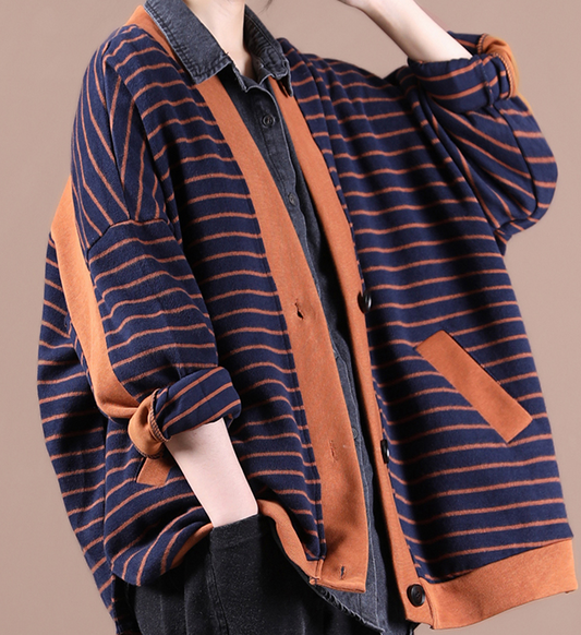 Stripe A-line Short Women Casual Parka Plus Size Fall Coat Jacket JT200945 VPPBUY shop