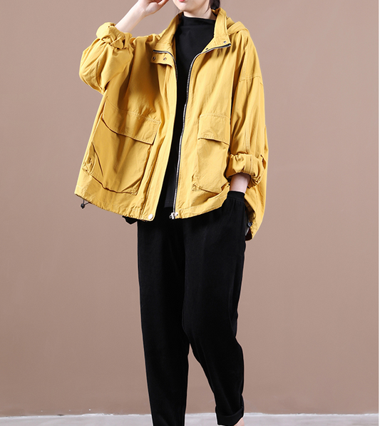 Yellow A-line Short Women Casual Parka Plus Size Fall Coat Jacket JT200945 VPPBUY shop