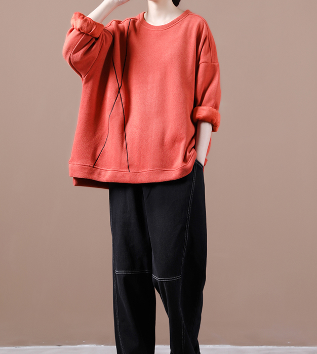 Loose Fall Women Cotton Tops Women Blouse H9506RED VPPBUY shop