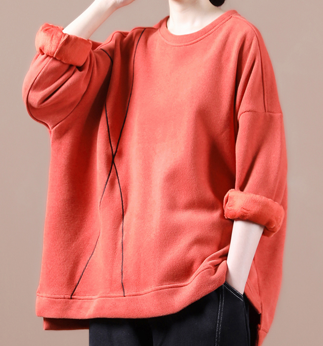 Loose Fall Women Cotton Tops Women Blouse H9506RED VPPBUY shop