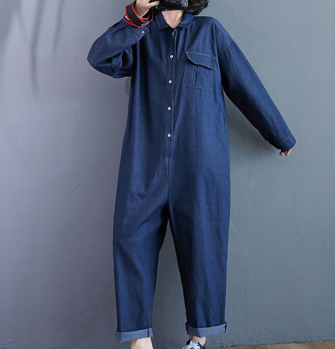 Denim Cotton Loose Casual Autumn Overall Loose Women Jumpsuits QYCQ05165 VPPBUY shop