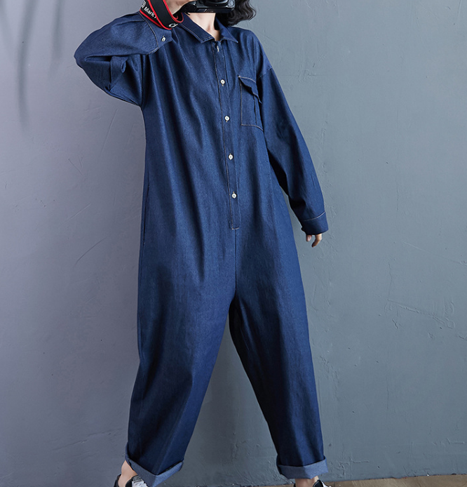 Denim Cotton Loose Casual Autumn Overall Loose Women Jumpsuits QYCQ05165 VPPBUY shop