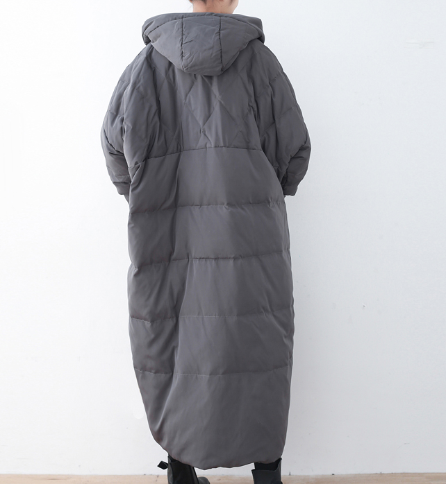 Gray Casual Long Hooded Loose Winter Women Down Jacket AMT1008 VPPBUY shop