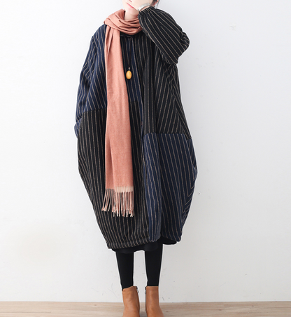 Stripe Autumn Wool Long Women Casual Plus Size Coat Jacket JT201002 VPPBUY shop