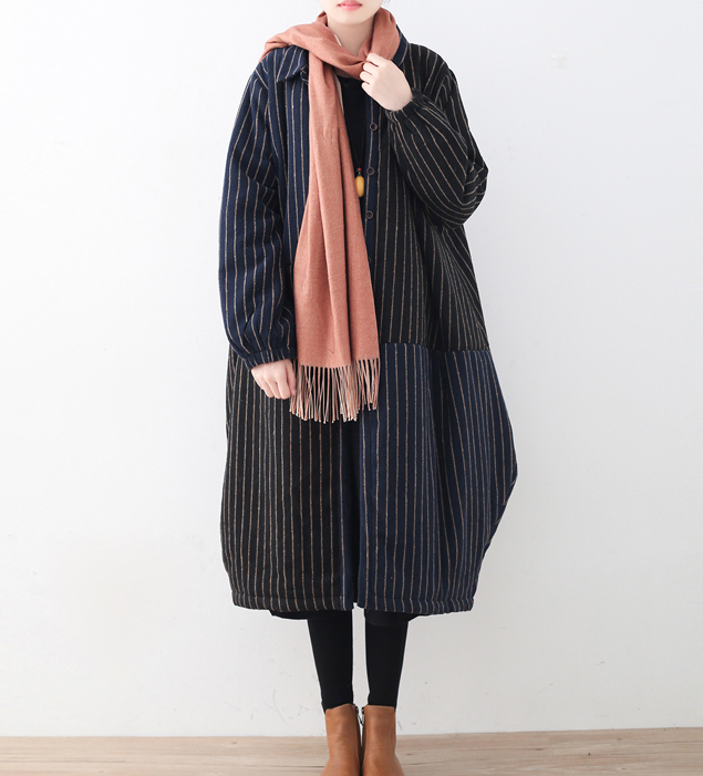 Stripe Autumn Wool Long Women Casual Plus Size Coat Jacket JT201002 VPPBUY shop