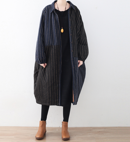 Stripe Autumn Wool Long Women Casual Plus Size Coat Jacket JT201002 VPPBUY shop