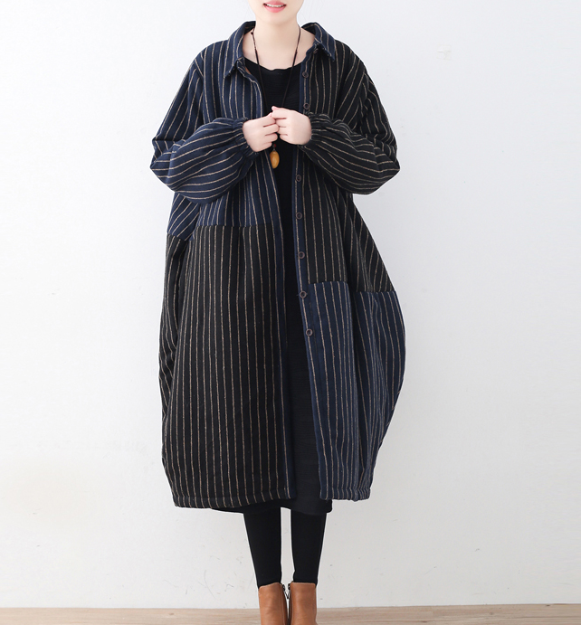 Stripe Autumn Wool Long Women Casual Plus Size Coat Jacket JT201002 VPPBUY shop