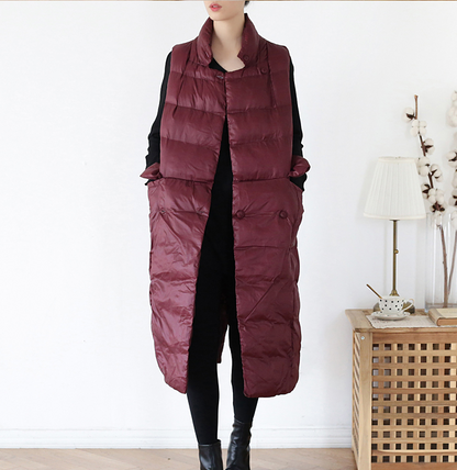 Stand Collar Puffer Coat Long Vest Winter Women Down Jacket 1008 VPPBUY shop