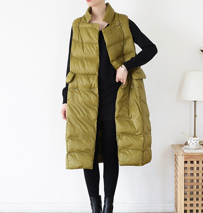 Stand Collar Puffer Coat Long Vest Winter Women Down Jacket 1008 VPPBUY shop