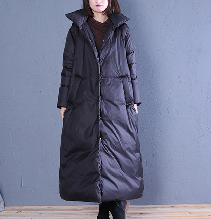 Black Casual Long Hooded Winter Women Down Jacket VPPBUY shop