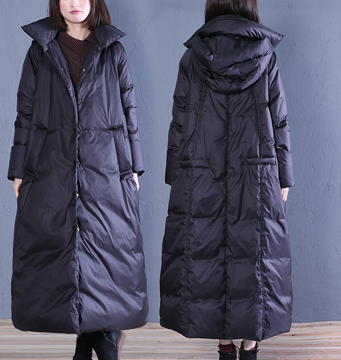 Black Casual Long Hooded Winter Women Down Jacket VPPBUY shop