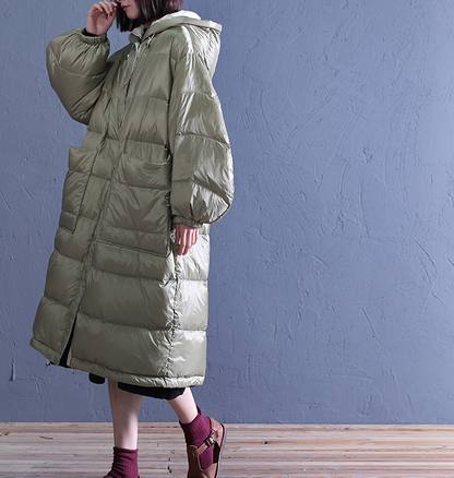 Large Pockets Puffer Coat A-line Casual Long Hooded Winter Women Down Jacket 53002 VPPBUY shop