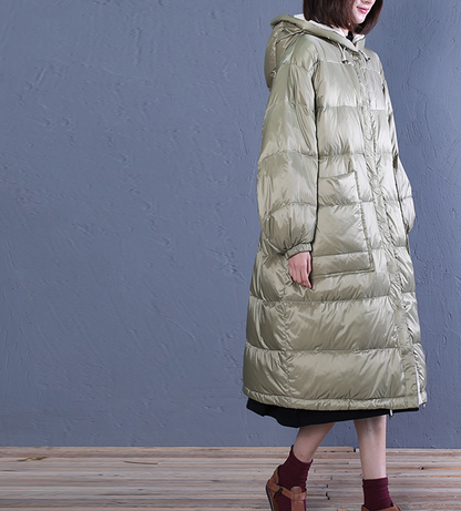 Large Pockets Puffer Coat A-line Casual Long Hooded Winter Women Down Jacket 53002 VPPBUY shop