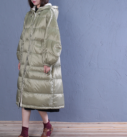 Large Pockets Puffer Coat A-line Casual Long Hooded Winter Women Down Jacket 53002 VPPBUY shop