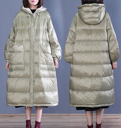 Large Pockets Puffer Coat A-line Casual Long Hooded Winter Women Down Jacket 53002 VPPBUY shop