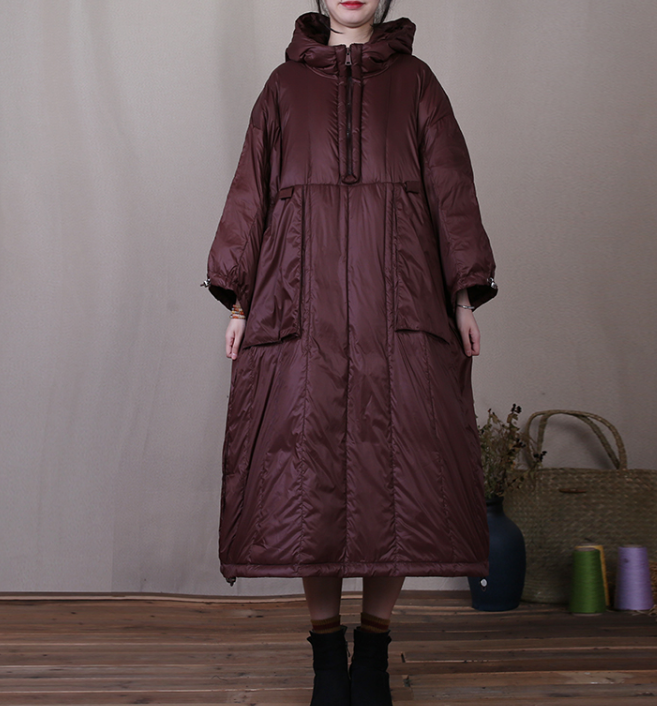 Loose Casual Puffer Coat,Long Hooded Winter Women 90 Duck Down Jacket 5563 VPPBUY shop