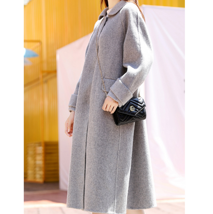 Wool Coat Handmade Long Warm Women Waist Belt Wool Coat Jacket 20145 VPPBUY shop