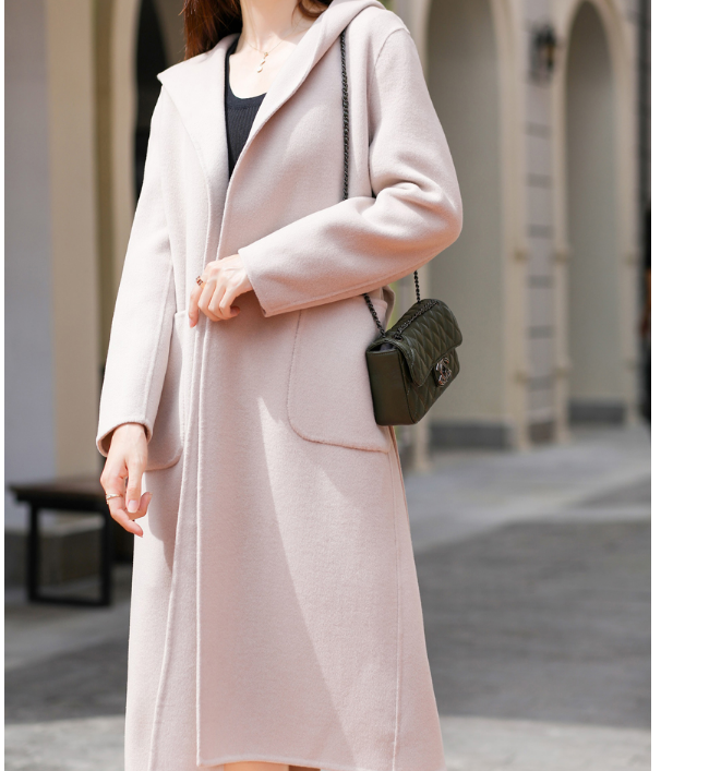 Waist Belt Cashmere Coat Handmade Long Warm Women Wool Coat Jacket VPPBUY shop