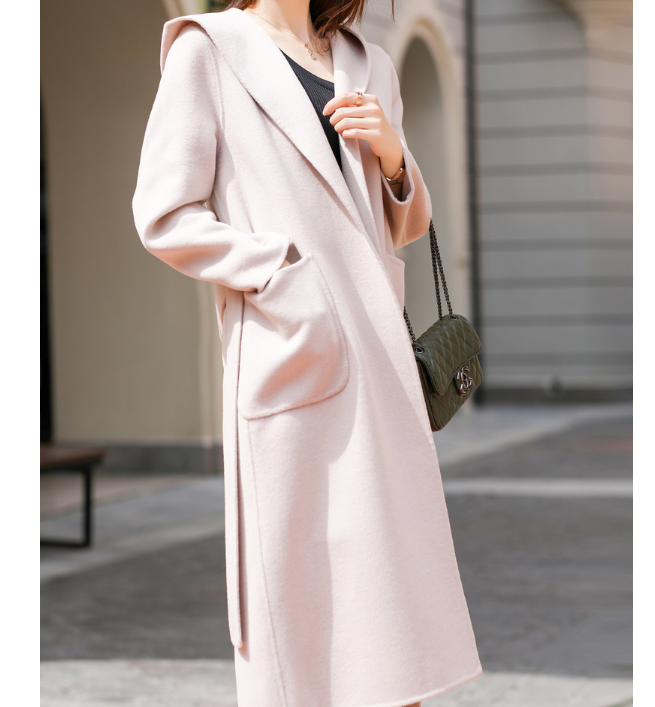 Waist Belt Cashmere Coat Handmade Long Warm Women Wool Coat Jacket VPPBUY shop