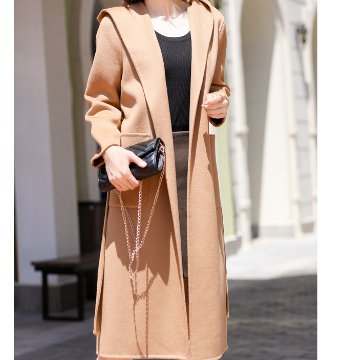 Waist Belt Cashmere Coat Handmade Long Warm Women Wool Coat Jacket VPPBUY shop