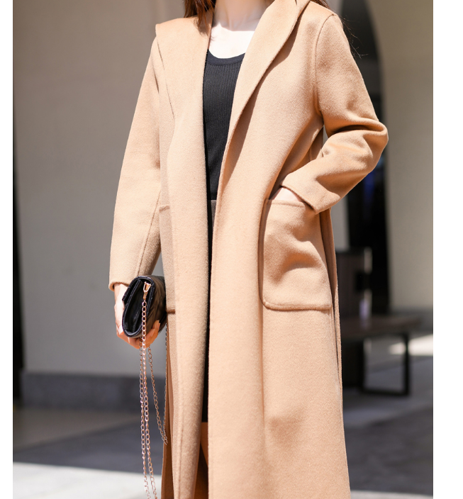 Waist Belt Cashmere Coat Handmade Long Warm Women Wool Coat Jacket VPPBUY shop