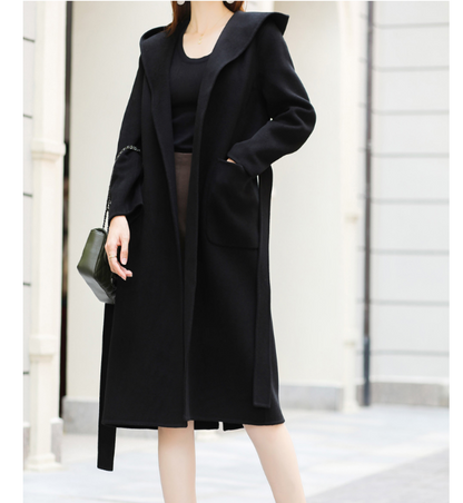 Waist Belt Cashmere Coat Handmade Long Warm Women Wool Coat Jacket VPPBUY shop