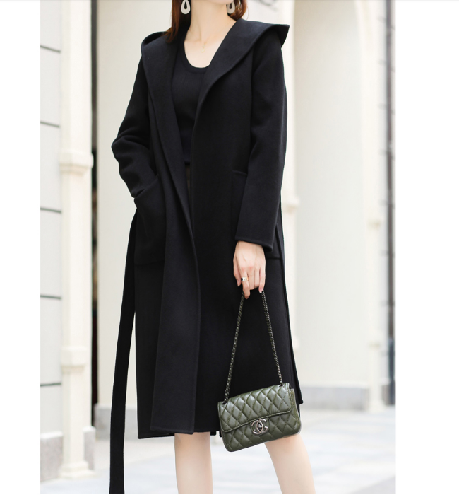 Waist Belt Cashmere Coat Handmade Long Warm Women Wool Coat Jacket VPPBUY shop