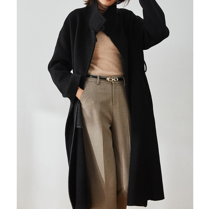 High Collar Wool Coat Long Warm Women Wool Coat Jacket 0012 VPPBUY shop