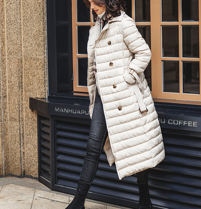 Hooded Puffer Coat Waist Belt Casual Long Winter Women Down Jacket 65002 VPPBUY shop