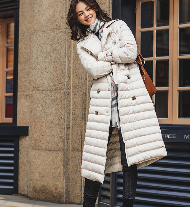 Hooded Puffer Coat Waist Belt Casual Long Winter Women Down Jacket 65002 VPPBUY shop