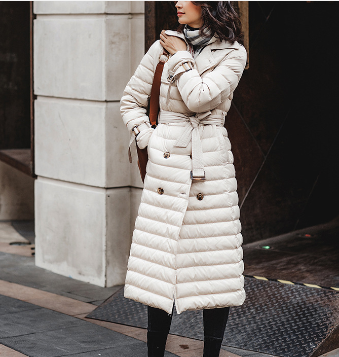 Hooded Puffer Coat Waist Belt Casual Long Winter Women Down Jacket 65002 VPPBUY shop