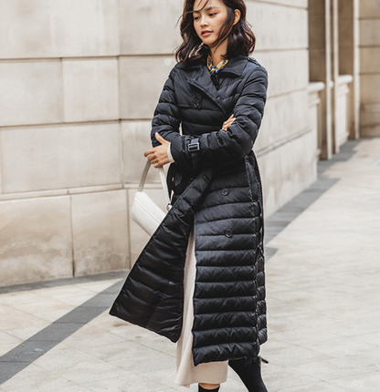 Hooded Puffer Coat Waist Belt Casual Long Winter Women Down Jacket 65002 VPPBUY shop