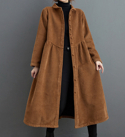 Corduroy Winter Autumn Women Casual Coat Loose Long Trench Coat Jacket VPPBUY shop