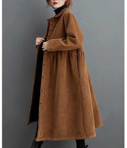 Corduroy Winter Autumn Women Casual Coat Loose Long Trench Coat Jacket VPPBUY shop