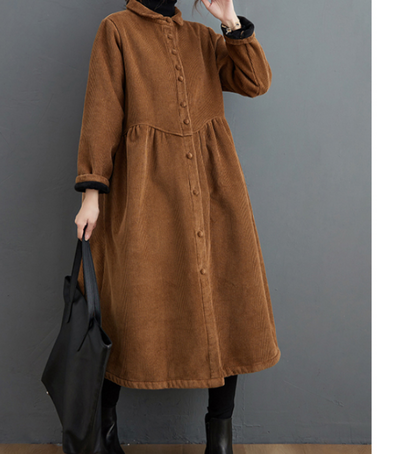 Corduroy Winter Autumn Women Casual Coat Loose Long Trench Coat Jacket VPPBUY shop