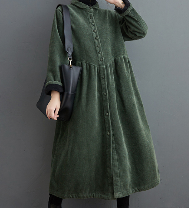 Corduroy Winter Autumn Women Casual Coat Loose Long Trench Coat Jacket VPPBUY shop