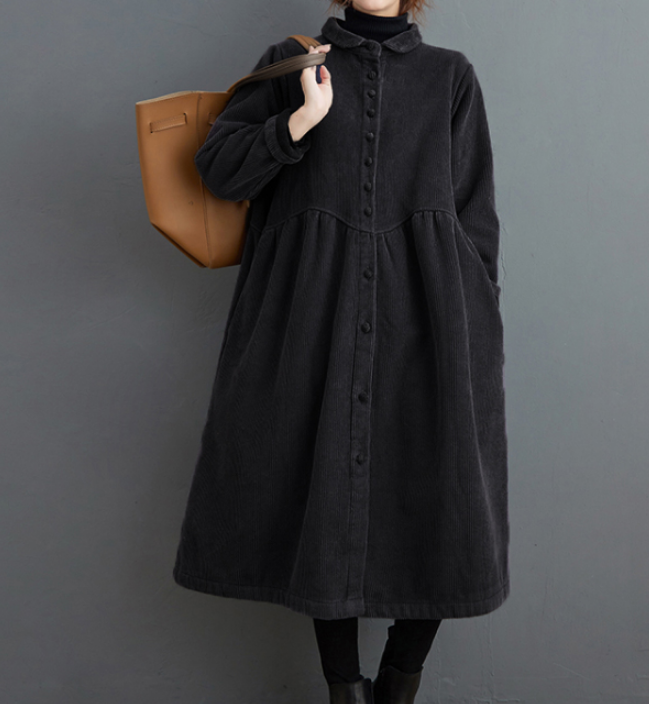 Corduroy Winter Autumn Women Casual Coat Loose Long Trench Coat Jacket VPPBUY shop