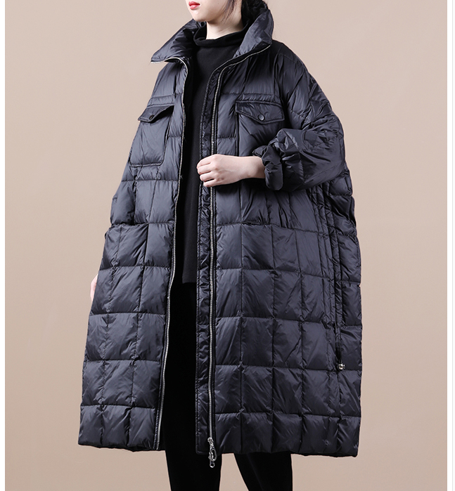 A-Line Black Hooded Puffer Winter Duck Down Jacket Loose Down Jacket 20021 VPPBUY shop